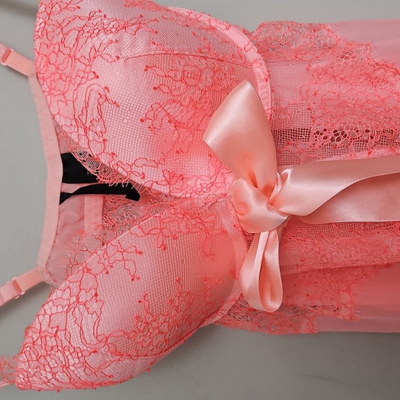 Victoria's Secret Pink Coral Lace Babydoll Lingerie Size 34D - Picture 4 of 8